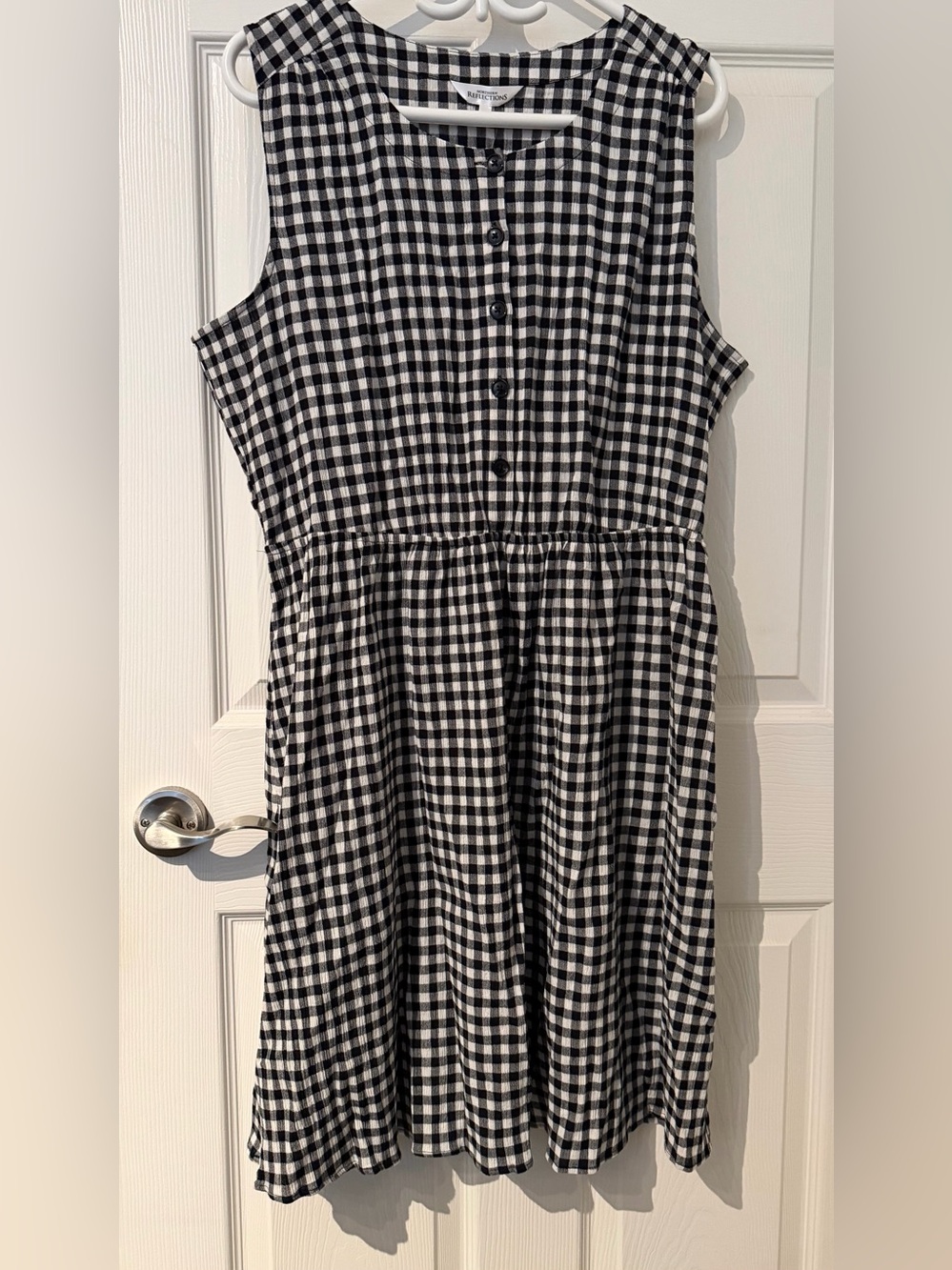 NWT Northern Reflections Black & White Gingham Button Front Dress – Size L